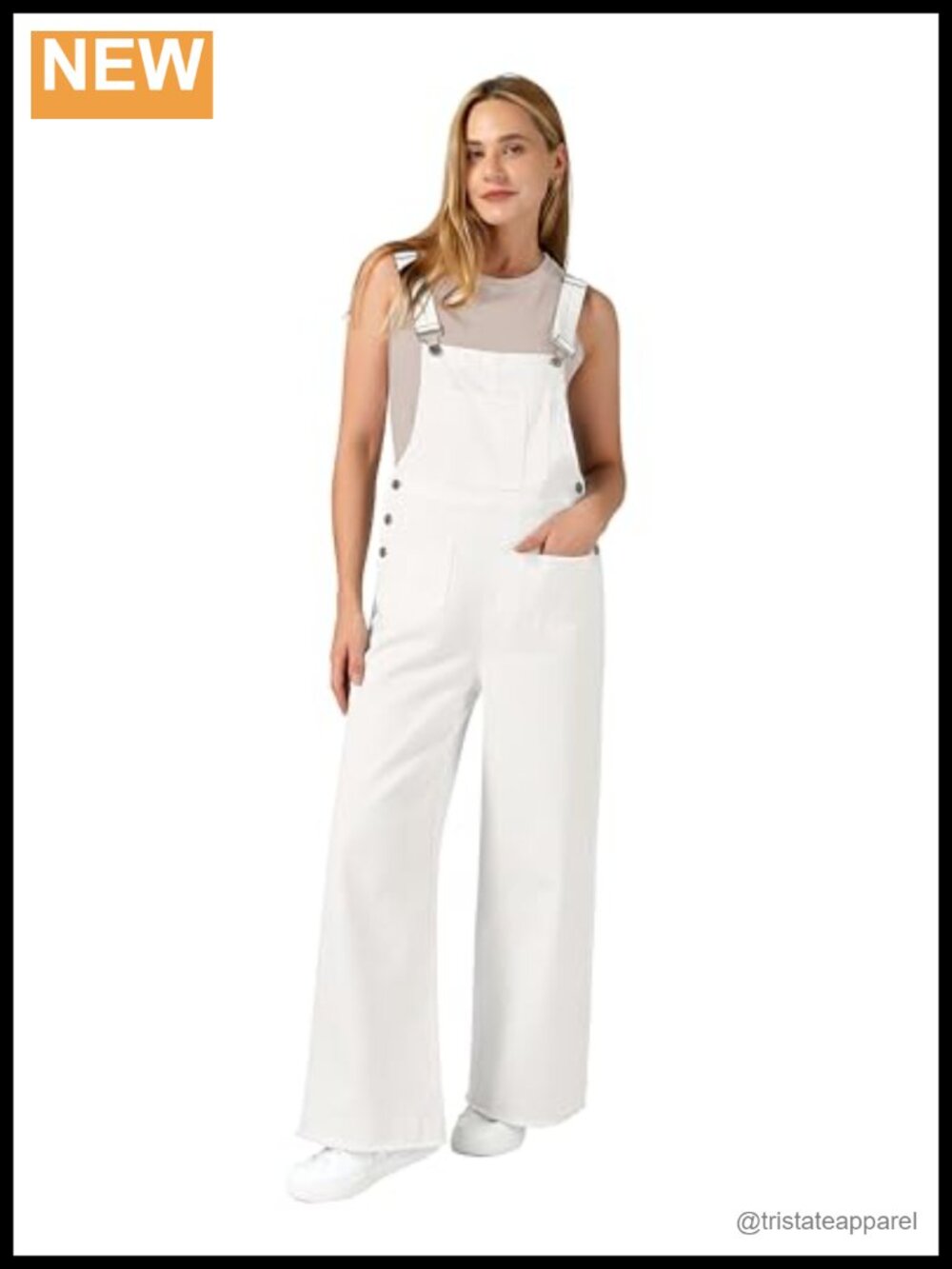 Mid-Weight Denim Overalls Wide Leg Adjustable Strap Pockets